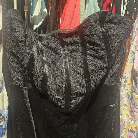 Astounding Aura Black Lace Strapless Bustier Maxi Dress - Picture 10 of 12